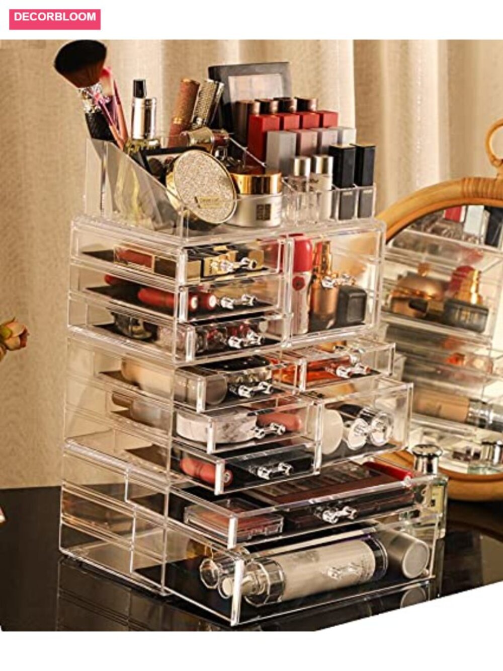 Clear Acrylic Makeup Storage Organizer with 10 Drawers Stackable Cosmetic - Picture 4 of 5